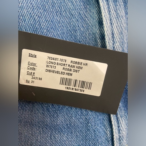 PAIGE High Rise Raw Hem Denim Shorts Medium Wash Distressed Frayed Jorts 31 - Picture 6 of 13